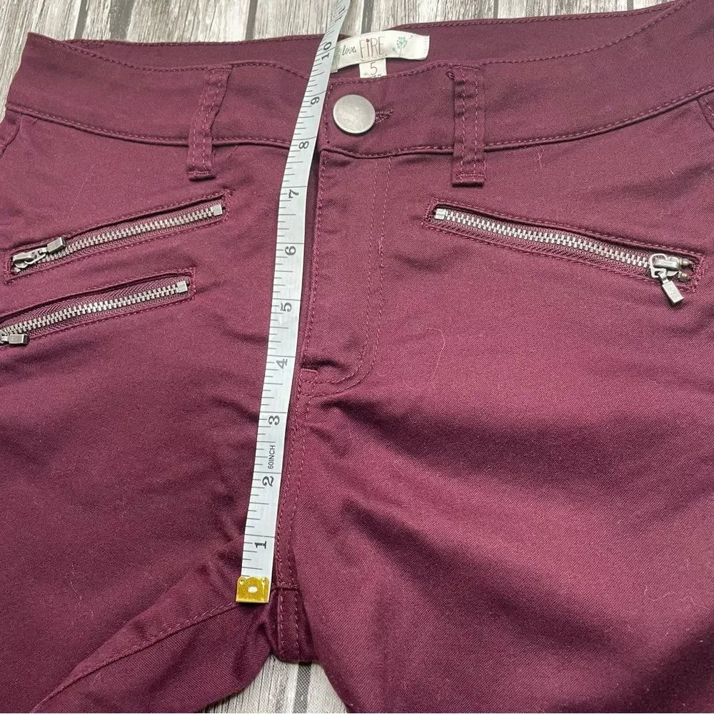 Love Fire Women’s Skinny Leg Chino Pants Burgundy Maroon Size 5 - Picture 10 of 11